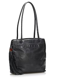Chanel-Fringe Leather Shoulder Bag-Black