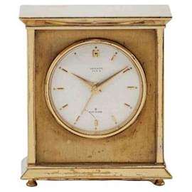 Hermès-1960’s Vintage 8 Days Table Clock-Golden,Gold hardware