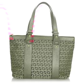 Fendi-Fendi Brown Zucchino Canvas Tote Bag-Brown,Pink,Beige