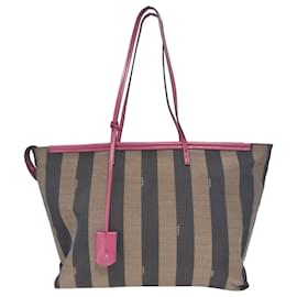 Fendi-Fendi Brown Pequin Canvas Roll Tote-Brown