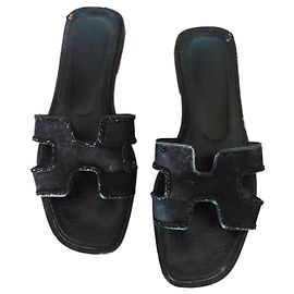 Hermès Oran leather sandals black Black