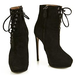 Alaïa ALAIA Black Suede Leather Back Zipper Ankle Booties Boots Heels Shoes size 37 Black