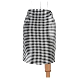 Falda Vichy Yves Saint Laurent de seda y lana Multicolor
