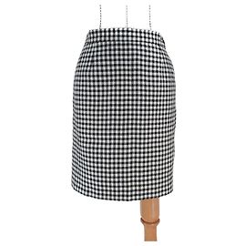 Saia Gingham Yves Saint Laurent de seda e lã Multicor