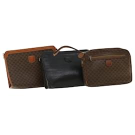 Céline-CELINE Macadam Canvas Clutch Bag PVC Leather 3Set Black Brown Auth ar8583-Brown,Black