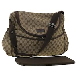 Gucci-GUCCI GG Canvas Mothers Bag Shoulder Bag Beige 123326002058 Auth tb408-Beige