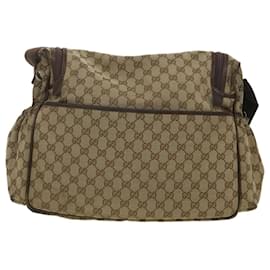 Gucci-GUCCI GG Canvas Mothers Bag Shoulder Bag Beige 123326002058 Auth tb408-Beige