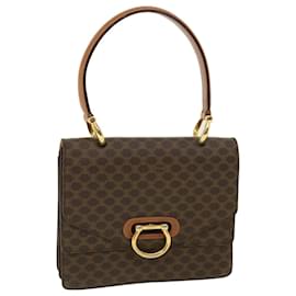 Céline-CELINE Macadam Canvas Hand Bag PVC Leather Brown Auth am3590-Brown