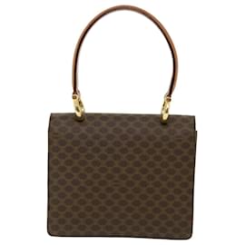 Céline-CELINE Macadam Canvas Hand Bag PVC Leather Brown Auth am3590-Brown