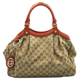 Gucci-Gucci GG Canvas Sukey Handbag-Beige