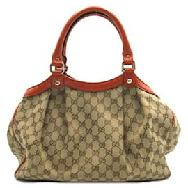 Gucci-Gucci GG Canvas Sukey Handbag-Beige