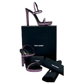 Saint Laurent-Sandalias de tacón Saint Laurent - Talla 38 - purpurina morada-Púrpura