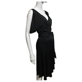 Diane Von Furstenberg-Abito a vestaglia nero vintage DvF (Made in USA)-Nero