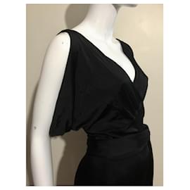 Diane Von Furstenberg-DvF vestido envelope preto vintage (Feito nos EUA)-Preto