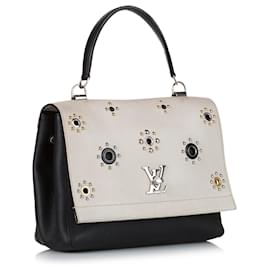 Louis Vuitton-Louis Vuitton White Spring 2017 LockMe II Mechanical Flowers Satchel-Black,White