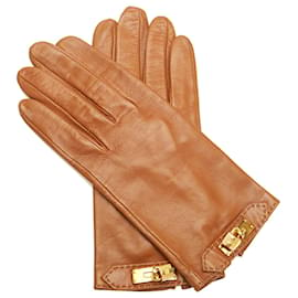 Hermès-Hermes Brown Soya Cadena Gloves-Brown