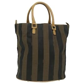 Fendi-FENDI Pecan Canvas Hand Bag Brown Auth bs3559-Brown