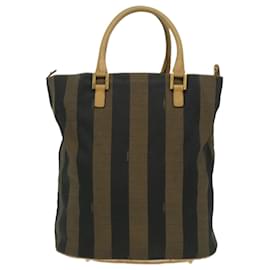 Fendi-FENDI Pecan Canvas Sac à main Marron Auth bs3559-Marron