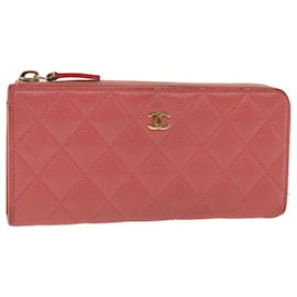 Chanel-CHANEL Long Wallet Caviar Skin Pink CC Auth th3253-Pink