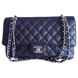 Chanel-Chanel Classic medium caviar bag-Navy blue