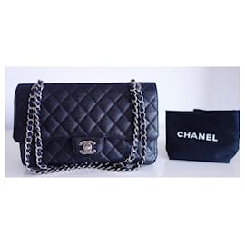Chanel-Sac Chanel Classique médium caviar-Bleu Marine