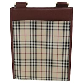 Burberry-BURBERRY Nova Check Sac à bandoulière Toile Beige Vin Rouge noir Auth yk5688-Noir,Beige,Autre