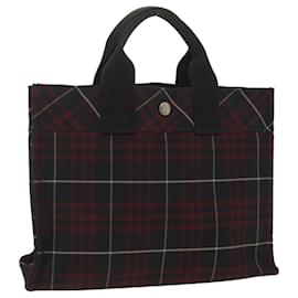 Burberry-BURBERRY Nova Check Blue Label Hand Bag Canvas Black Red Auth ti761-Black,Red