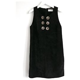 Robe en daim ornée Saint Laurent Noir