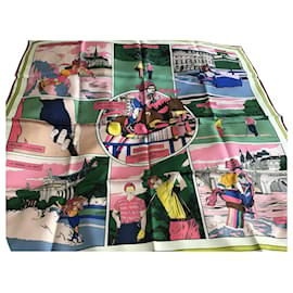 Hermès lato foderato in seta "wow".  90 cm Multicolore