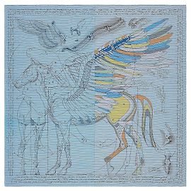 HERMES: Lavaggio a scialle/carrè 140 Camicia Le Pégase d'Hermès Cut Multicolore