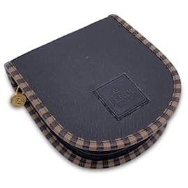 Fendi-Vintage schwarze Leinwand Pequin Schuhputzset Kit Tasche mit Reißverschluss-Schwarz