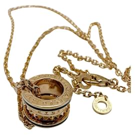 Bulgari-segundo.Cero1 Collar con colgante de roca en 18 oro rosa kt con tachuelas e inserciones de cerámica negra-Gold hardware