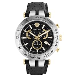 Versace-Relógio de couro Versace Bold Chrono-Prata,Metálico