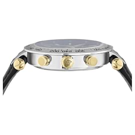 Versace-Versace Bold Chrono Leather Watch-Silvery,Metallic
