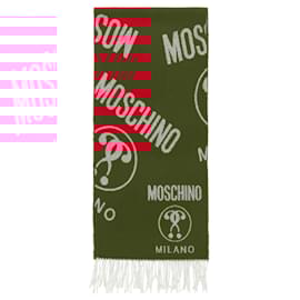 Moschino-Moschino Wool Logo Scarf-Red
