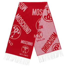 Moschino-Moschino Wool Logo Scarf-Red