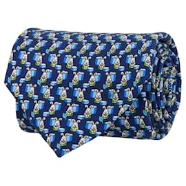 Salvatore Ferragamo-Salvatore Ferragamo Rabbit Print Silk Tie-Blue
