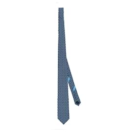 Salvatore Ferragamo-Salvatore Ferragamo Rabbit Print Silk Tie-Blue