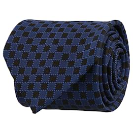 Salvatore Ferragamo-Salvatore Ferragamo Embroidered Squares Silk Tie-Blue