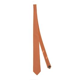 Salvatore Ferragamo-Salvatore Ferragamo Logo Print Silk Tie-Orange