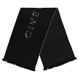 Givenchy-Givenchy Distorted Logo Wool Scarf-Black