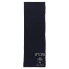 Moschino-Moschino Wool Logo Scarf-Blue