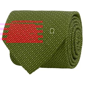 Salvatore Ferragamo-Salvatore Ferragamo Embroidered Stripe SIlk Tie-Red