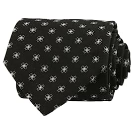 Salvatore Ferragamo-Salvatore Ferragamo Embroidered Logo Silk Tie-Black