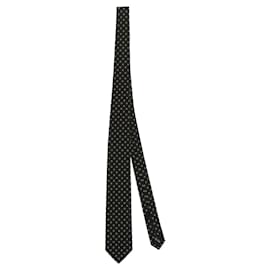 Salvatore Ferragamo-Salvatore Ferragamo Embroidered Logo Silk Tie-Black