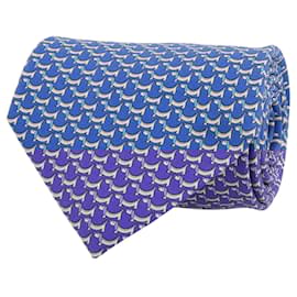 Salvatore Ferragamo-Salvatore Ferragamo Dachshund Dog Print Silk Tie-Blue