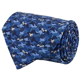 Salvatore Ferragamo-Salvatore Ferragamo Squirrel Print Silk Tie-Blue