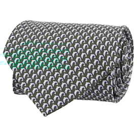 Salvatore Ferragamo-Salvatore Ferragamo Dolphin Print Silk Tie-Green