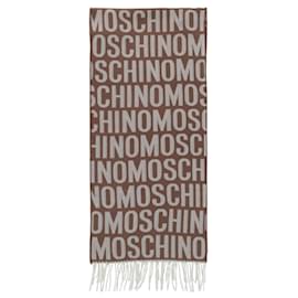 Moschino-Moschino Logo Wool Fringe Scarf-Brown