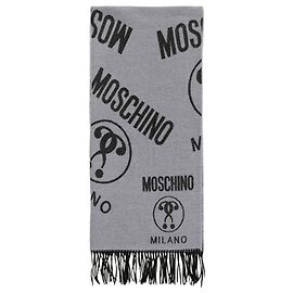 Moschino Wool Logo Scarf Grey